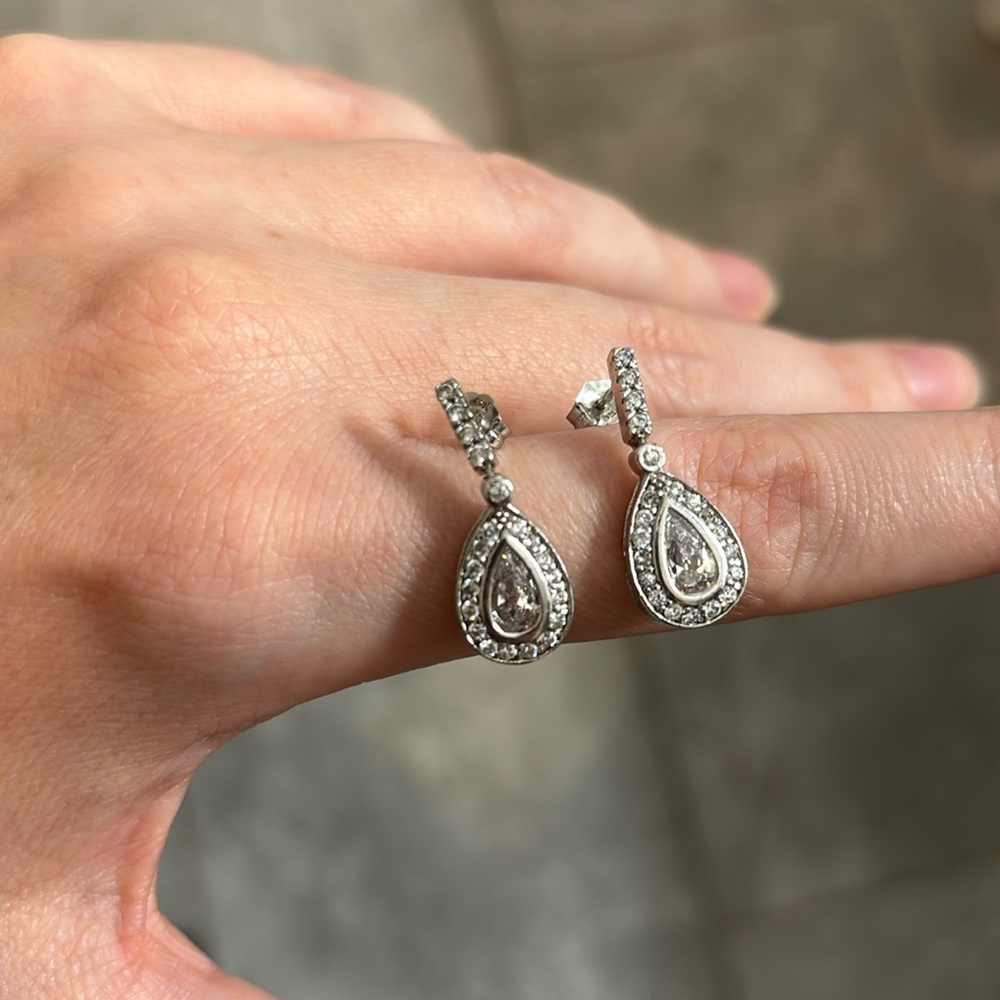 925 Sterling Post Drop Earrings with Sparkling Crystals